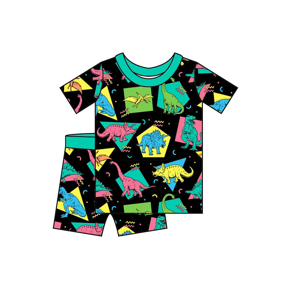 Dinosaurs non ruffle | Two-Piece Short Sleeve Pajama Set